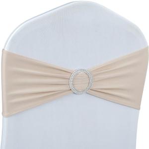 Spandex Chair Sashes Bows - Babenest 30PCS Premium Stretch Chair Cover Band with Buckle Slider Universal Elastic Chair Ties for Wedding Party Ceremony Reception Banquet Decoration (Champagne)