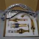 KENES Brushed Gold Widespread Bathroom Faucet 3 Hole Bathroom Sink Faucet Gold Two Handle, 8-Inch 3 Pieces Bathroom Vanity Faucet with Pop Up Drain & Supply Lines, KE-9050-4-P