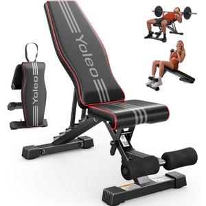 YOLEO Adjustable Weight Bench for Home Gym, ASTM-Certified 827LBS, 98% Pre-Assembled, Foldable Gym Bench with 84 Positions Incline Decline Flat, Wider Seat