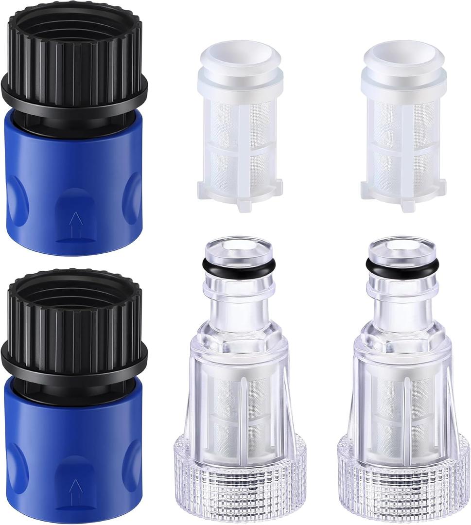 6 Pack 3/4 Inch Pressure Washer Garden Hose Adapter, Pressure Washer Accessories and Parts Compatible with PW909103K, Quick Connect Garden Hose to Outdoor Grass Power Cleaner Adapter, Blue