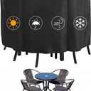 Kingling Patio Furniture Covers Waterproof, Round Patio Table Cover 72 inch Heavy Duty Outdoor Table Cover for Dining & Coffee Table Chair Set, Firepit Table All Weather Resistant--72''D x43''H(Black)