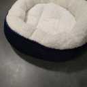 Love's cabin Round Donut Cat and Dog Cushion Bed, 25in Pet Bed for Small or Medium Dogs, Anti-Slip & Water-Resistant Bottom, Soft Durable Fabric Pet Beds, Washable Calming Cat Bed Navy Stripe