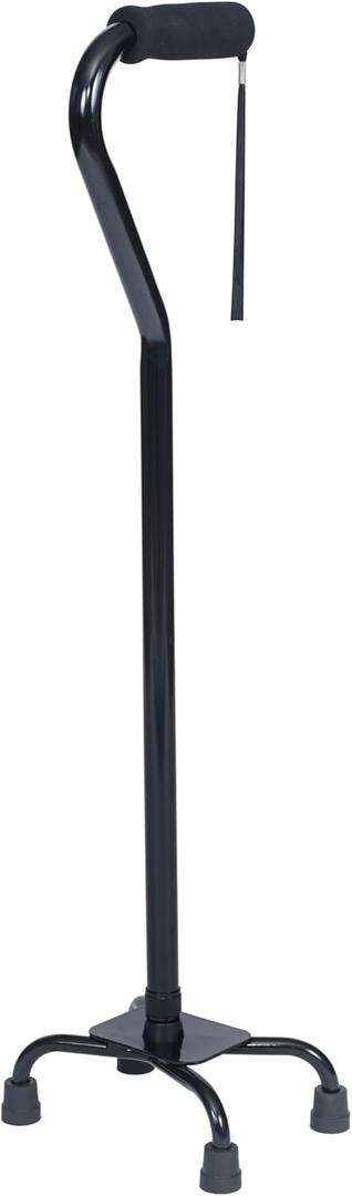 Flash Furniture Hercules Height Adjustable Quad Cane, Foam Padded Handle, 4-Pronged Base, Lightweight Aluminum Frame, Left or Right Handed Use, Black