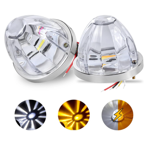 2PCS Dual Color Big LED Watermelon Lights, 3 Inch Clear Lens Yellow White 5W LED Side Marker Turn Signal Lights with Bezel for Semi Trucks Trailers Pickups RVs SUVs