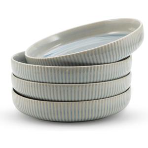 American Atelier 9-Inch Pasta Bowl (Set of 4) - 42 oz Unique Porcelain Dinner Bowls - Versatile Modern Dinnerware for Salads, Soups, Special Occasions & Casual Dining (Light Blue)