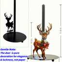 Deer Paper Towel Holder, One-Handed Tear Paper Roll Stand with Weighted Base, Freestanding Metal Paper Towel Holders for Kitchen Bathroom, Rustic Cute Deer Decor, Housewarming Gift(1 Pack)