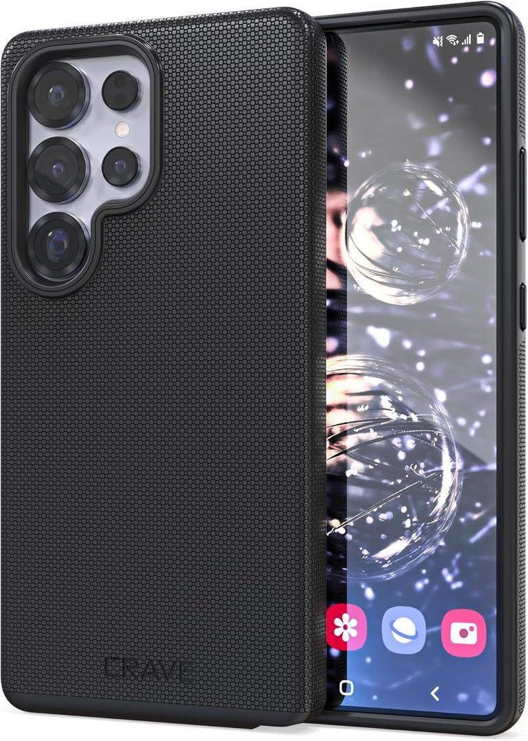 Crave Compatible with Samsung Galaxy S25 Ultra Case, Shockproof Protection Dual Layer Case for Samsung Galaxy S25 Ultra (6.9 inch) - Black