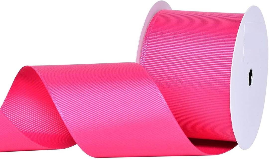 Ribest Hot Pink Grosgrain Ribbon, 2 Inch 10 Yard Ribbon for Crafts Gift Wrapping Bows Wedding Party Decoration Bouquet