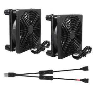 120mm Computer Fan 12V Cooling Case for Router Computer Case Receiver DVR Xbox TV Box, 120 x 25mm (2 x 120mm USB Fan)