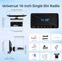 [2G+64G] 10.36 inch Android Single Din Car Stereo, 10 inch Touch Screen Radio with Wireless Carplay/Android Auto/EQ Audio/SWC/Bluetooth/WiFi/FM RDS Radio