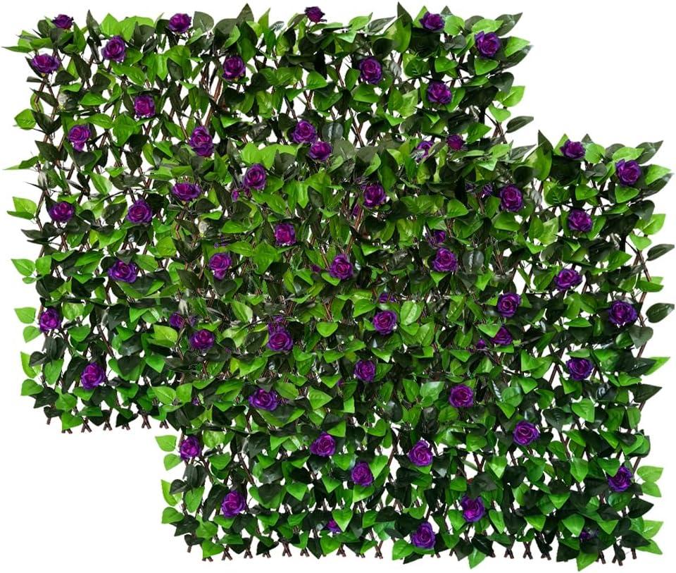 LANDGARDEN Privacy Fence Screen Artificial Leaf Faux Ivy Expandable/Stretchable Fence Cover