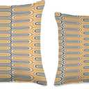Mid Century Modern Geometric Pattern Navy Blue Yellow Rust Throw Pillow