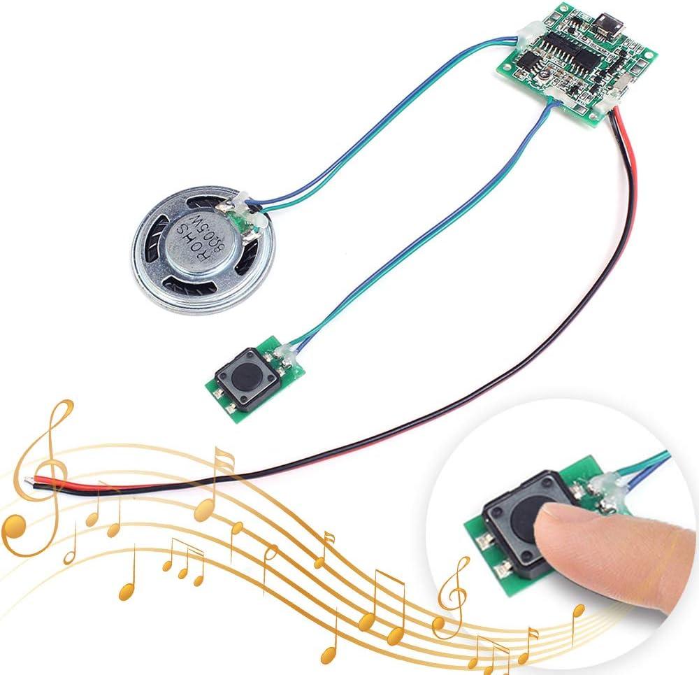 Icstation Recordable Sound Module, Button Control Sound Chip 8M MP3 WAV Music Voice Player Programmable Board with Speaker for DIY Birthday Music Box Greeting Card Present