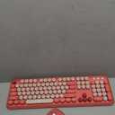 Wireless Keyboard and Mouse Combo, 104 Round Keys Cute Colorful Keyboard and Mouse with Retro Typewriter for PC/Mac/Laptop/Tablet/Computer/Windows Rose