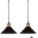 2 Pack Portable Hanging Lights Fixture Battery Operated,Rechargeable Pendant Light with Remote,Wireless Hanging Lamp Battery Powered Chandelier Lantern Black for Indoor Outdoor Garden Porch Patio