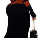 Women's Casual Sexy Off Shoulder Slim Knitted Long Sleeved Striped Maxi Party Dresses (S)