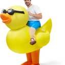 Spooktacular Creations Adult Halloween Inflatable Costume Riding a Duck Air Blow-up Suit Set Ride On for Cosplay Parties (X-Large(75In))