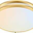 hykolity 16 inch Dimmable LED Flush Mount Ceiling Light Fixture, Gold, 36W, 2200LM, 2.7/3/3.5/4K/5K Adjustbale, 120Light Angle, CRI90, Ceiling Lamp for Bedroom, Kitchen, Office, ETL Listed
