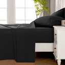 ROSE&RISY Black King Sheet Set, 4 Pieces Soft Bedding Queen Sheet Set, Breathable and Cooling,Includes 1 Fitted Sheet, 1 Flat Sheet, 2 Pillowcases - Deep Pocket (Black, King)