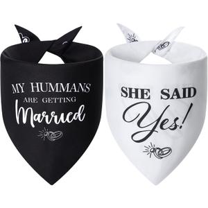 My Humans are Getting Married Dog Bandanas XLarge 2PCS, 4 Pattern Engagement Gift for Couples, Wedding Stuff, Bridal Shower Gifts, Engaged Decorations
