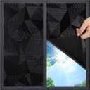 2 x Blackout Window Film, Window Privacy Film Frosted Faux 3D Floral Decorative Static Cling Heat Blocking Window Tint, Black, 17.5" x 78.7"