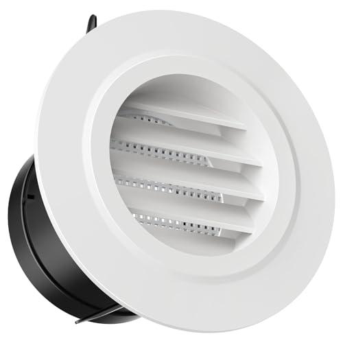 Hon&Guan 3 in Soffit Exhaust Vent, Dryer Vent Cover Round 3 Inch Vent Cover with Built-in a Fly Screen for Bathroom Office Home (ø75mm)