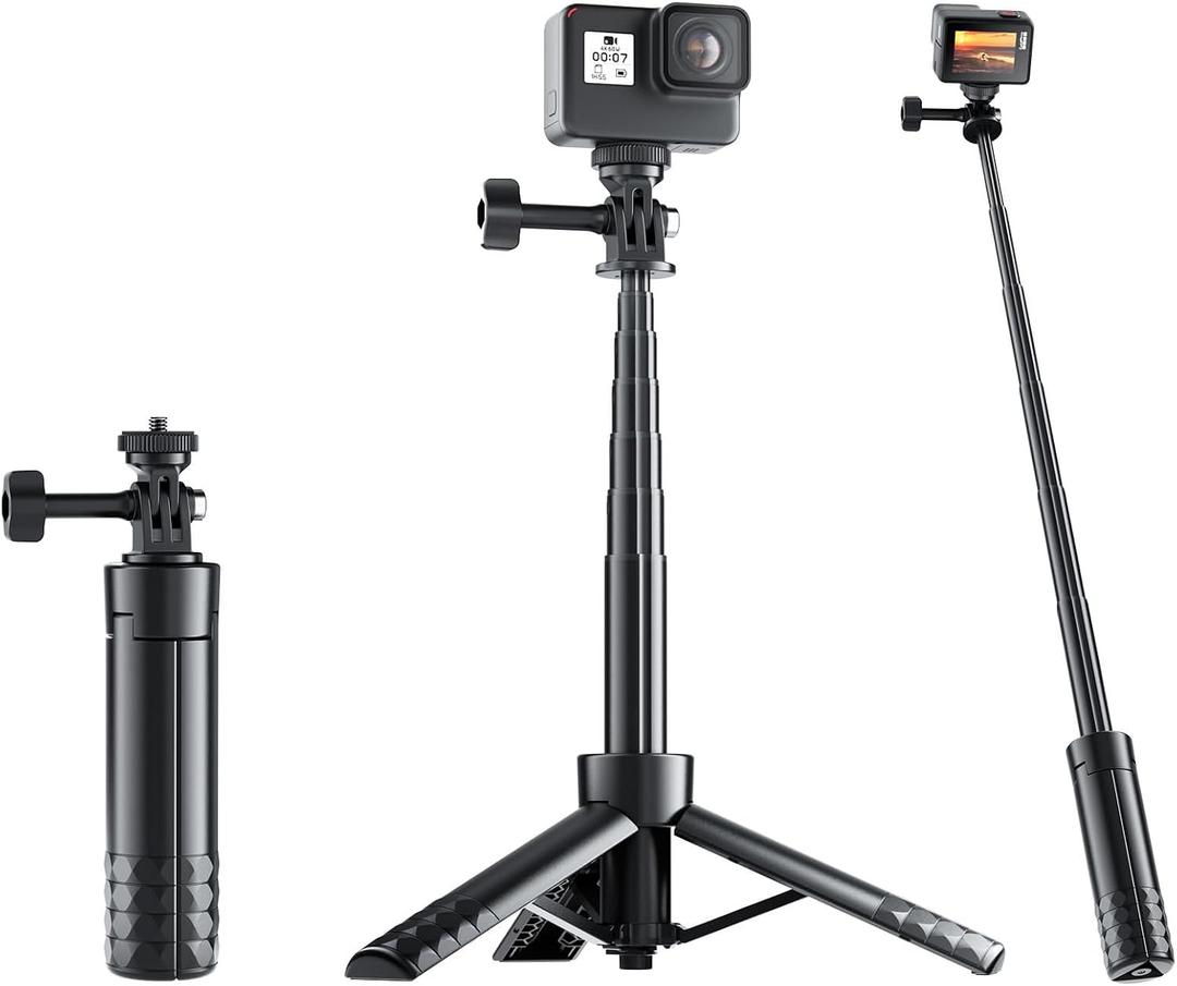 25" Extendable Mini Camera Tripod Mount for Gopro DJI Osmo Pocket 3, Portable Small Vlog Handle Grip Desktop Webcam Selfie Stick Tripod, Pole Tripod for Action Camera Hero/DJI Osmo Action 5Pro/4/3