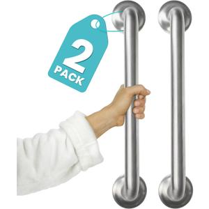 Vive 440lbs Grab Bar for Bathtubs and Showers (2 Pack) - Handicap Bathroom Safety Rail for Elderly - Wall Senior Handle for Tub, Toilet, Bath - Disability Assist Device Accessories Handrail (16 Inch)