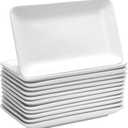 Irenare 12 Pcs 8 Inch Rectangular Salad Plates White Rectangular Porcelain Dessert Plates Appetizer Serving Tray Porcelain Platters for Fruit Sushi Dinner Parties, Microwave, Oven Safe