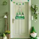 4 x St. Patrick's Day Decoration, Gnome Welcome Wooden Hanging Sign, Gnome Shamrock Wreaths for Front Door, Irish Sign Welcome Hanging for St. Patrick's Day Home Decor Party