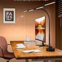 Desk Lamp Clamp Light 24W, Ultra Wide 4 Head Bars, 5 Color Modes Dimming, Multi-Screen Setup Desk Light for Office, Architect (Black, Adapter Included)