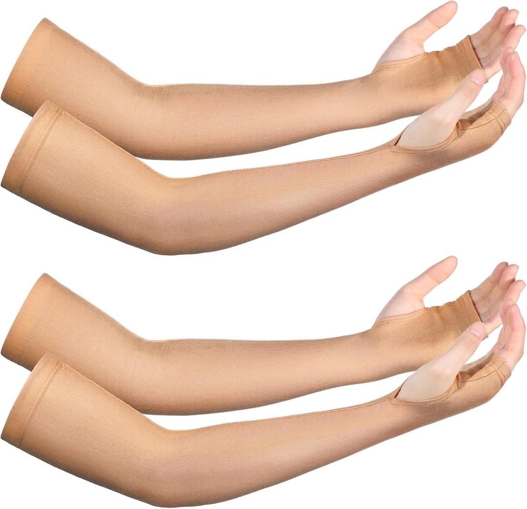 Coume 2 Pairs Elderly Skin Protection Sleeves Arm Protector for Thin Skin Bruising for Men Women(Elegant Style,Small)