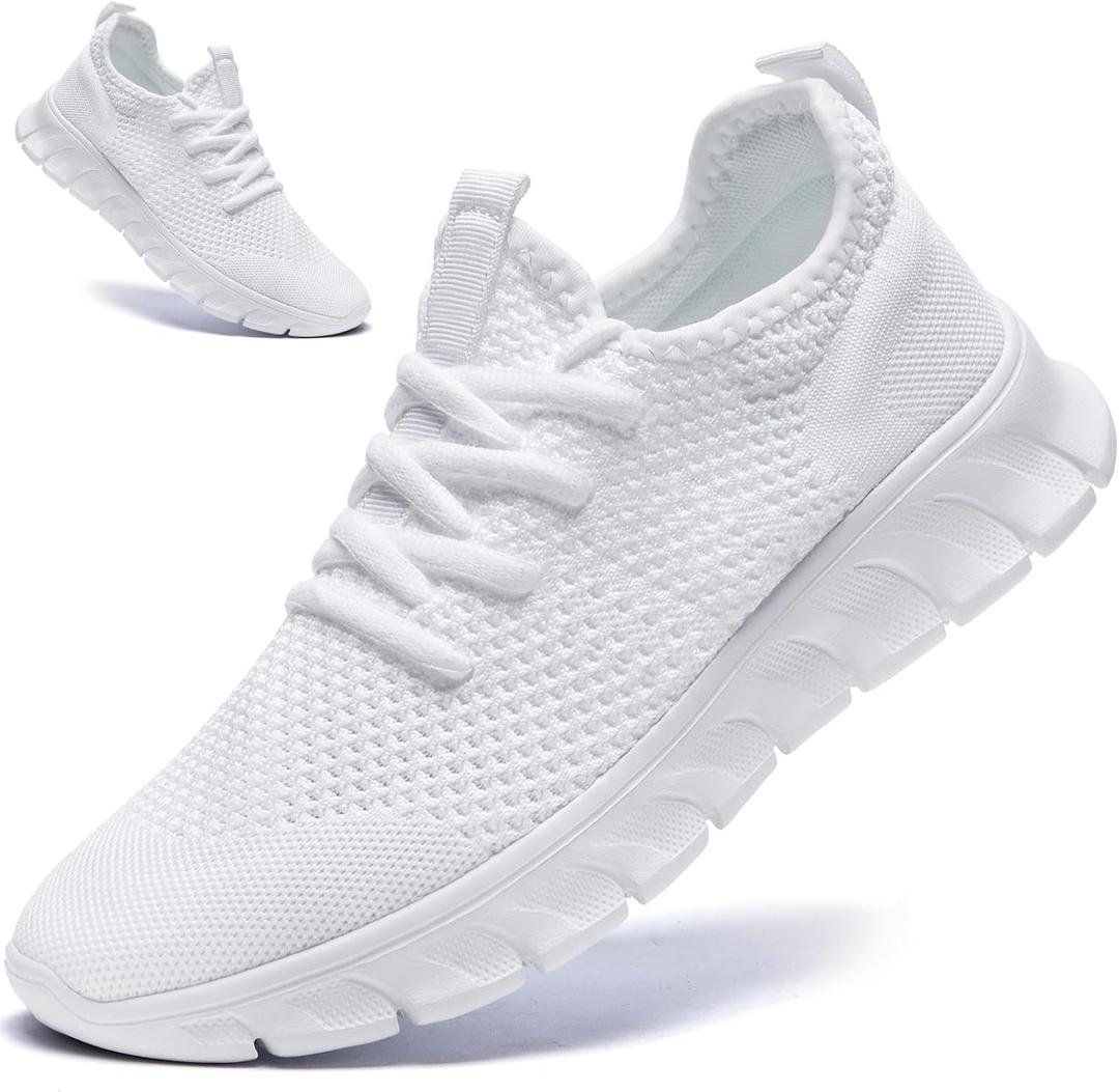 ZMBCYG White Tennis Shoes Womens Running Sneakers Slip On Walking Gym Athletic Non Slip Workout Sports Lightweight Breathable Soft Comfortable Shoes Womens White Size 8.5