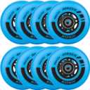 AOWESM Inline Skate Wheels 80mm 76mm 72mm 85a Outdoor Indoor Black Blue Red Roller Hockey Blades Replacement Wheels w/Bearings ABEC-9 and Floating Spacers (8-Pack)