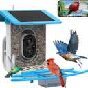 SMONET Bird Feeder with Camera B300: Smart Birdhouse Camera AI Recognition Solar Powered,Outdoor Wireless WiFi Birdfeeder Watching Live Video,Funny Birthday Gifts for Mom Mother Grandma Daughter (Blue)
