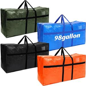 Windyun 4 Pack 98 Gallon Extra Large Moving Bags XXL Heavy Duty Storage Bag with Strong Zipper Handle Jumbo Big Tote Box Foldable for College Dorm Travel Clothes Duffle Blanket Pillow(Mixed Color)