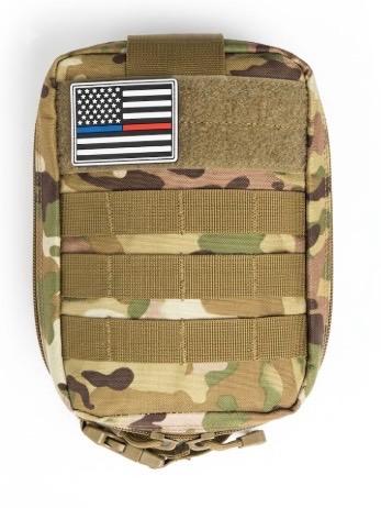 Durable Multicam Tactical MOLLE Pouch with Integrated Thin Line First Responder Patch