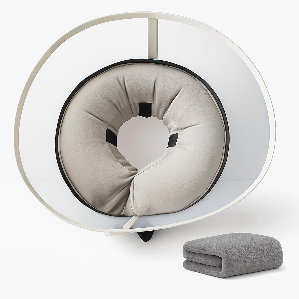 Inflatable Dog Surgery Recovery Collar (Grey, L)  2-in-1 Soft Donut Cushion & Clear Protective Cone with Free Microfiber Towel, Adjustable Post-Operative Comfort Collar for Medium & Large Dogs