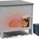 Deblue Insulated Cat House Outdoor Weatherpoof Plastic Cats Houses with Escape Door Indoor Waterproof Feral/Pet Cat Shelter Outside for Puppy, Rabbit for Winter (Grey), Medium-22"L x 16"W x 21"H