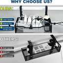 Large Under Desk Cable Management Tray - Heavy Duty Metal Cord Organizer with No Drill Installation for Office & Home Office Desks to Hide Wires & Power Strips (Black, XL)