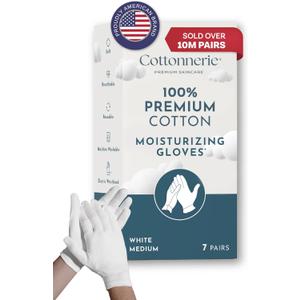 Cotton Gloves for Dry Hands Sleeping, Moisturizing Gloves Overnight, Hand Moisturizer Gloves, Moisture Gloves for Dry Hands Overnight, Sleeping Gloves, Eczema Gloves, Medium 7 Pair