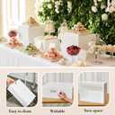 Leinuosen 7 Pcs Extra Large Buffet Risers Set 10" to 16" Rectangle Acrylic Display Box Catering Dessert Table Riser Food Display Decorative Stand with Hollow Bottom for Catering Supplies(White)