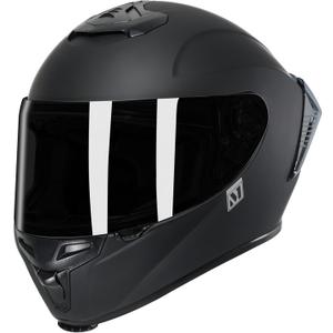Full Face Motorcycle Helmet with Spoiler - Advanced Aero Design for Men and Women (Unisex) (Large, Matte Black)