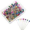 Benvo 250Pcs Sewing Pins with Plastic Pearl Head Pins Straight Quilting Pin 38mm Multicolor Ball Heads Pins with Hanging Plastic Contain Box for DIY Sewing Craft Dressmaker Jewelry Decoration Fabric