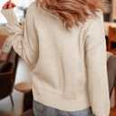 Dokotoo Women's Sweaters Colorblock Crewneck Cotton Long Sleeve Fall Winter Knit Pullover Jumper Tops (Beige, XXL)