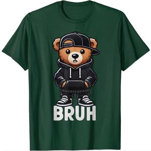 Funny Bruh Meme Hip Hop Teddy Bear Teenager Boys Teen Saying T-Shirt M