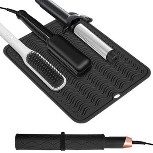 Quccefods Heat Resistant Mat Oversize Curling Iron Mat Silicone Hot Hair Tools Mat for Hair Straightener,Flat Irons,Hair Styling Tools Countertop protection Portable Travel Mat 14.2" x 11"