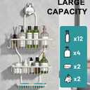 Shower Caddy Hanging - Never Rust Shower Hanging Organizer - Aluminum Over the ShowerHead Caddy with Soap Basket and 6 Hooks for Razor/Sponge (Milky White)