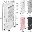 5-Tier Mobile Bookshelf, Rolling Bookcase Book Storage Rack, Movable File Folder Organizer Cart with Wheels for Home Study Office Living Room Classroom, White