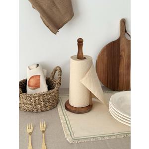 Wood Paper Towel Holder, Vintage Wooden Countertop Paper Towel Holders for Kitchen Roll Holder, Paper Towel Holder for Kitchen Roll Organize, Free-Standing Kitchen Roll Holder with Wood Base